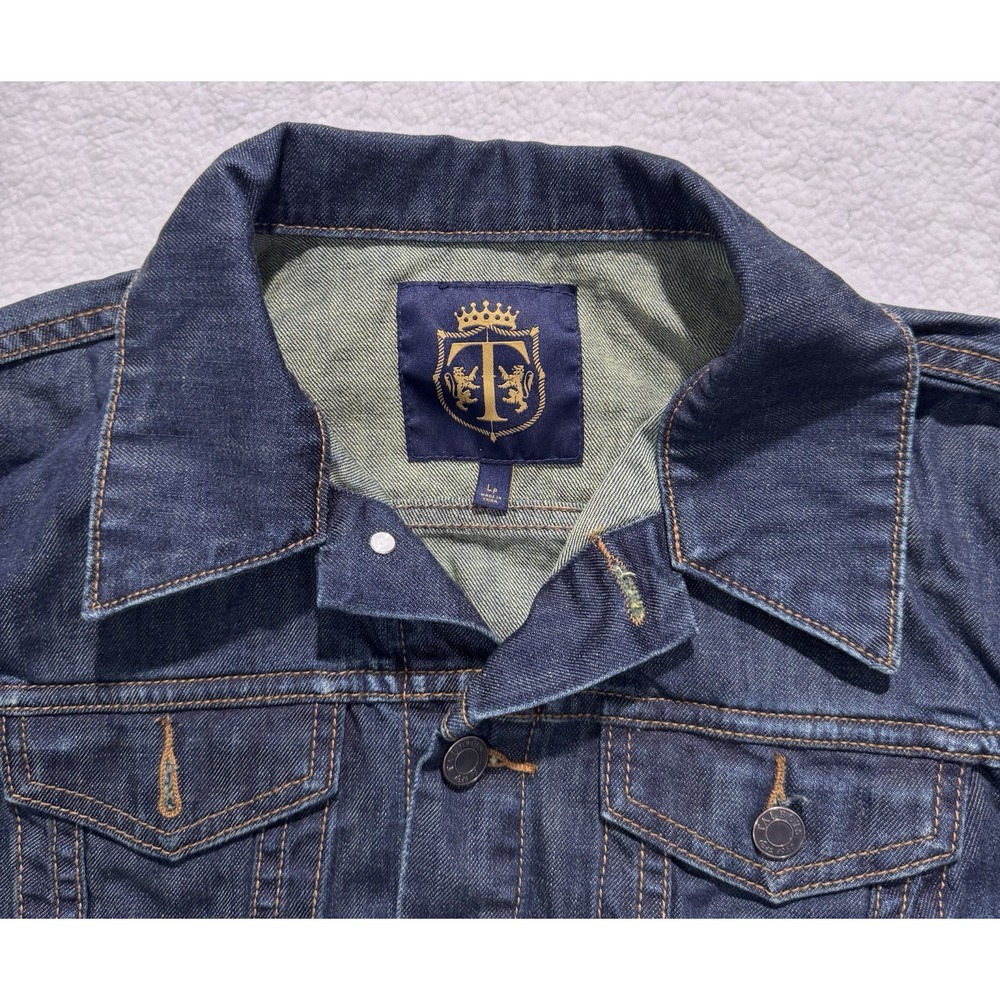 Talbots Big Patch Jean Jacket‎ Women Sz Petite Large LP Dark Blue Denim Stretch - Picture 5 of 16